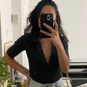 NU-IN 100% RECYCLED POLO NECK RIBBED BODYSUIT